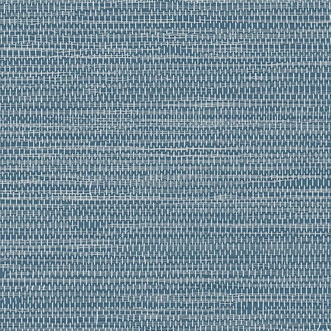 JiffDiff Grasscloth Wallpaper Peel and Stick Blue Grassweave Stick on Wallpaper Textured Self Adhesive Contact Paper 17.3"x118" by wallpaper