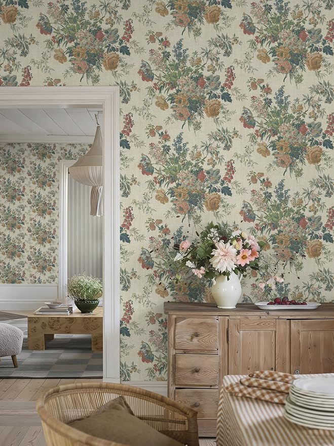 Heroad Vintage Floral Wallpaper Farmhouse Peel and Stick Contact Paper | French Peony Stick on Wall Paper for Cabinets Drawers,17.3''x78.7'',Removable Self Adhesive Decor Vinyl for Bathroom Bedroom - Image 4