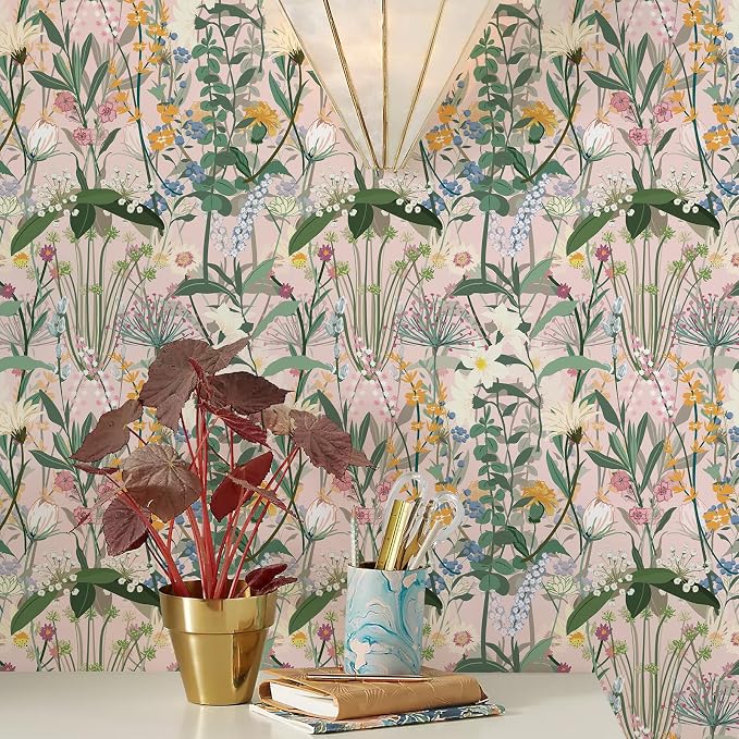JiffDiff Floral Wallpaper Peel and Stick 17.3"x787" Pink Farm Wildwood Stick on Wallpaper for Home Bedroom Cabinets Thicken Self Adhesive Contact Paper - Image 7