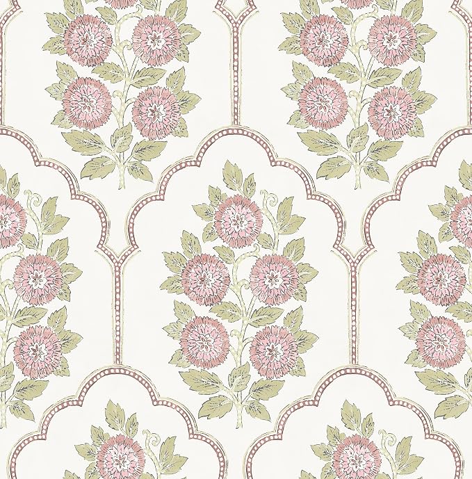 NuWallpaper x Society Social Floral Bazaar Rose Water Peel and Stick Wallpaper, Removable Wallpaper, 20.5 in x 18 ft by NuWallpaper