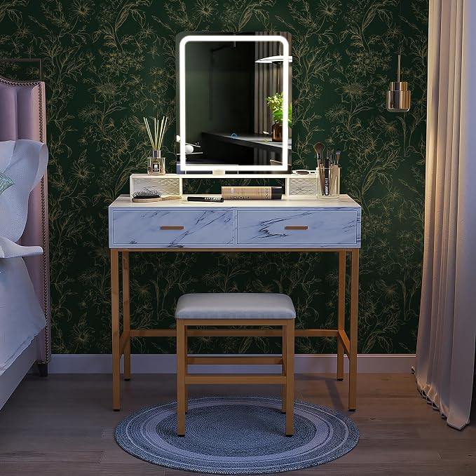 Hopepak Gold and Green Floral Wallpaper Peel and Stick Wallpaper for Bedroom 17.3" x 78.7" Self Adhesive Removable Wall Paper Waterproof Contact Paper Vinyl Roll for Bathroom Living Room - Image 5