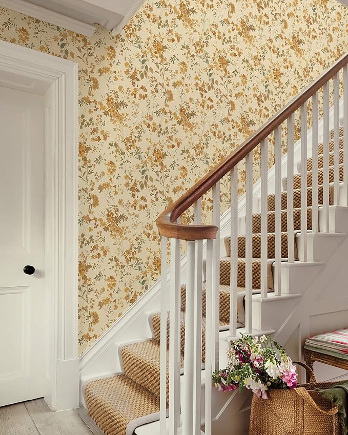 Dimoon Boho Peel and Stick Wallpaper Brown Floral Contact Paper 17.3x78.7in |Neutral Botanical Flower Leaf Renter Friendly Removable Self Adhesive Stick on Wall Paper Decor for Bathroom Bedroom Vinyl - Image 9