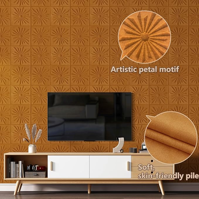 3D Wall Panels Peel and Stick Wall Panels for Interior Wall Decor | Modern Velvet Soundproof Self-Adhesive Art Acoustic Wall Panels for Living Room, Bedroom, TV Background 17.7"x17.7" 12-Piece - Image 3