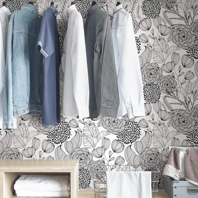 NuWallpaper Secret Garden Peel and Stick Wallpaper, Black, Removable Wallpaper, 20.5 in x 18 ft - Image 4