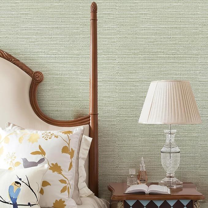 HueBurst Grasscloth Peel and Stick Wallpaper 17.3" x 60" Renter Friendly, Neutral Textured Grassweave Wallpaper Self Adhesive Removable for Bathroom Bedroom - Image 5