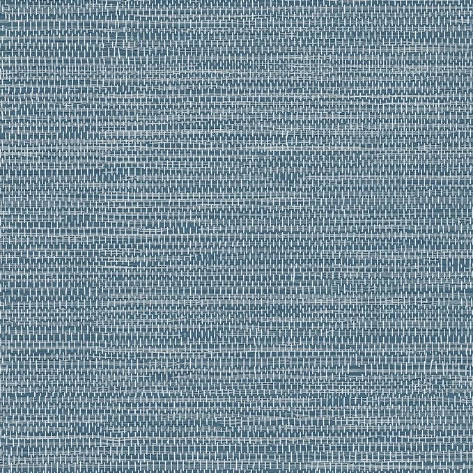 JiffDiff Grasscloth Wallpaper Peel and Stick Blue Grassweave Stick on Wallpaper Textured Self Adhesive Wall Paper Contact Paper 787" x 17.3" by wallpaper