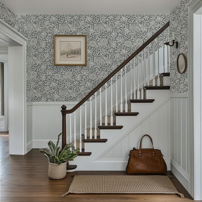 Heroad Dark Blue William Morris Peel Stick Wallpaper Floral Contact Paper | Vintage Botanical Wall Paper for Bedroom,17.3''x385'',Cottage,Removable,Self Adhesive Vinyl Roll for Laundry,Nursery,Kitchen - Image 4
