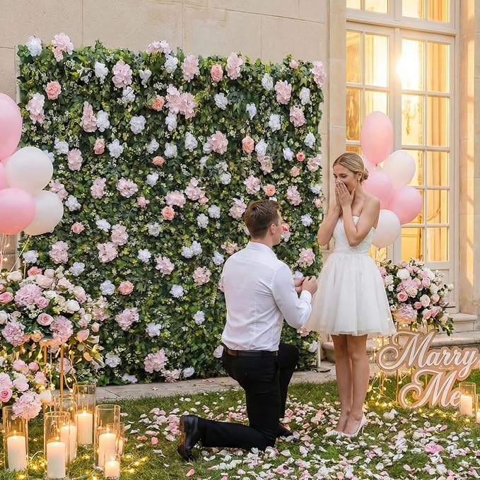 8ft*8ft Pink Artificial Flower Wall Panels,3D Silk Floral Backdrop | Quick Assembly and Storage, Both Eco ＆ Pet Friendly Perfect for Wedding, Baby Show, Party and Home Decor - Image 2