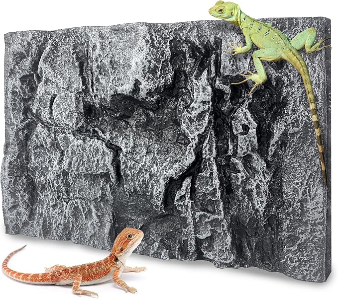 17.7x11.8in Rock Terrarium Background,3D Reptile Tank Background Board,Amphibian Stereo Backdrop Wall,Lizard Snake Gecko Spider Turtle Fish pet silo Background Decorative Panel(Grey) by Sysmashing