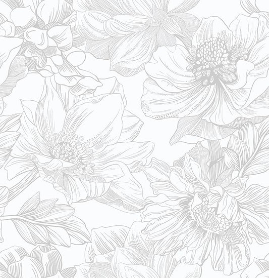 Ismoon Large Floral Peel and Stick Wallpaper Boho White/Grey Contact Paper 17.3inx16.3ft Removable Self Adhesive Bedroom Cabinet Mural Wall Decor Vinyl Roll by Ismoon