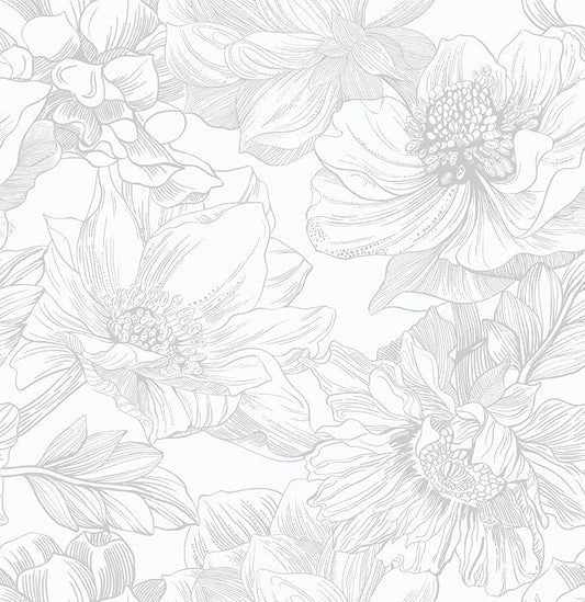 Ismoon Large Floral Peel and Stick Wallpaper Boho White/Grey Contact Paper 17.3inx32.7ft Removable Self Adhesive Bedroom Cabinet Mural Wall Decor Vinyl Roll by Ismoon