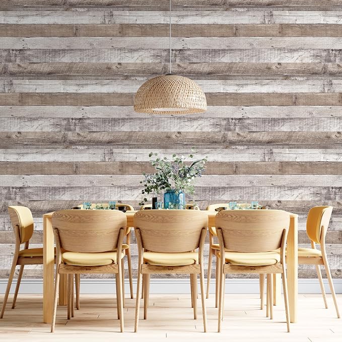 Vintage Wood Peel and Stick Wallpaper 17.3"×80" Rustic Wood Contact Paper Removable Shiplap Wallpaper Self Adhesive Barnwood Waterproof Vinyl Wall Paper Covering Film - Image 7