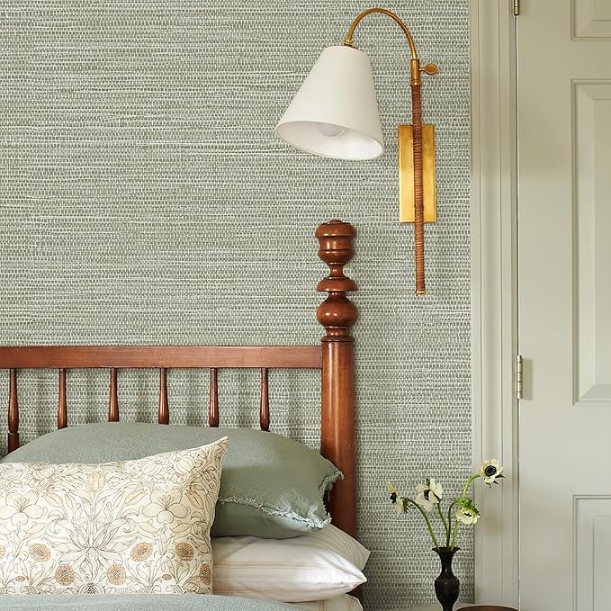 Simon&Siff Textured Grasscloth Peel and Stick Wallpaper 17.7"x394" Neutral Faux Grassweave Wallpaper Waterproof Self Adhesive Removable Wallpaper Mural for Home Decor Bedroom Kitchen Cabinet - Image 5