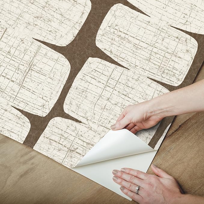RoomMates RMK12349PL Mid-Century Beads Peel and Stick Wallpaper, Brown - Image 3