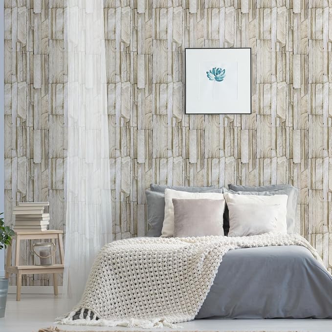 Main Street Peel and Stick Wallpaper Sheets, Stacked Stone, 12-Pack | 11 x 16 in sheet size; Covers up to 14.67 sq ft; Eco-friendly paper material; No paste or additional adhesive required - Image 7