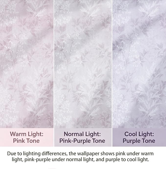 Safiyya Purple Peel and Stick Wallpaper Vintage Botanical Contact Paper Renter Friendly Floral Wallpaper 197''x17.3'' Removable Wall Paper Self-Adhesive for Bathroom Waterproof Vinyl Rolls - Image 3