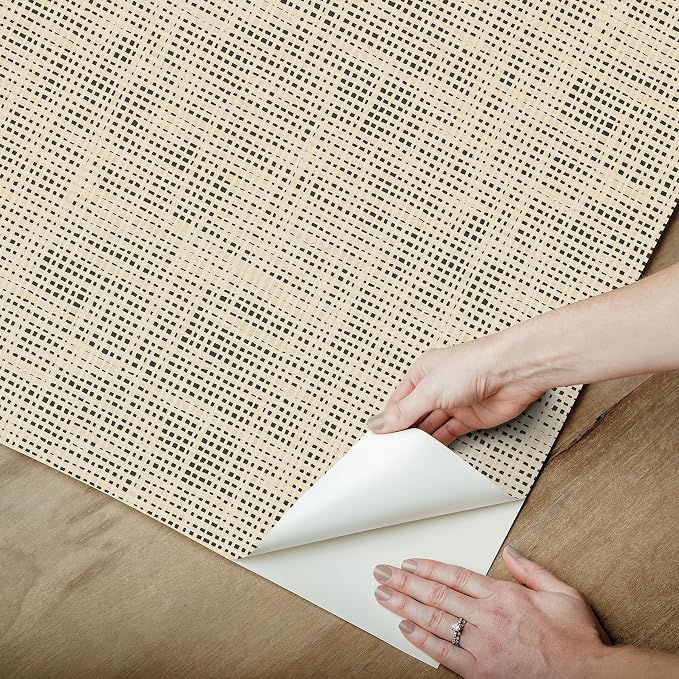 NuWallpaper Laos Ivory Peel and Stick Wallpaper, Ivory Linen Texture Removable Contact Paper for Walls, Self Adhesive Wall Covering for Bedroom Living Room Accent Wall - Image 4