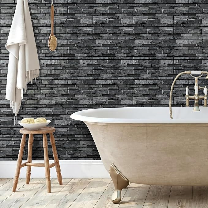 Brick Peel and Stick Kitchen Backsplash Tiles | 10 Sheet 3D Wall Panels Back Splash Waterproof Self Adhesive Wall Stickers for Bathroom Fireplace RV Camper Van（6"x12"） - Image 3
