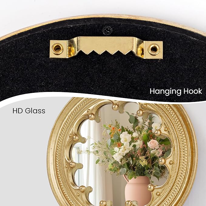 AELS 3 Pack Small Antique Gold Mirror Wall Decor, Wall Hanging Mirror Decor, Luxury Home Decor, Vintage Wall Mirror Set of 3, Small Decorative Mirrors for Living Room Entryway Bedroom - Image 6