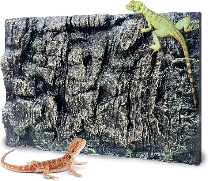 17.7x11.8in Rock Terrarium Background,3D Reptile Tank Background Board,Amphibian Stereo Backdrop Wall,Lizard Snake Gecko Spider Fish pet silo Background Decorative Panel(Paleyellow) by Sysmashing