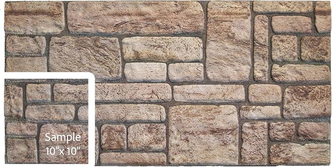 Dundee Deco 3D Wall Panels Faux Brick - Cladding Beige Stone Look Wall Paneling, Styrofoam, Sample, Size 10 x 10 in. by DundeeDeco