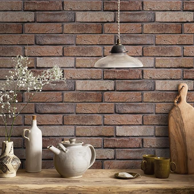 Commomy Faux Brick 3D Wall Panels - Not Real Brick 12 pcs of 22.8" x 11.8" | Thin UrltraLight PVC Matte Peel and Stick Brick Tile Retro Printable for Kitchen,Bedroom, Living Room（Covers 22.48 sq.ft） - Image 9