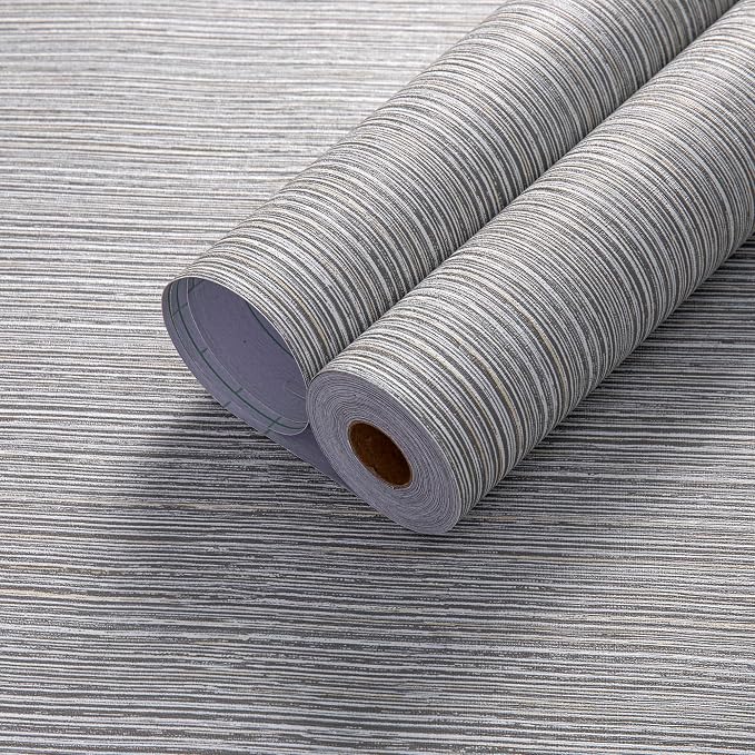 Haimin Grasscloth Wallpaper Textured 24in X 393in Fabric Contact Paper Brown Wall Paper Textured Linen Wallpaper Peel and Stick Self-Adhesive Thick Vinyl Embossed Film Wallpaper (Gray Brown) | Brown Wall Covering Linen Peel and Stick Self-Adhesive Thic... - Image 8