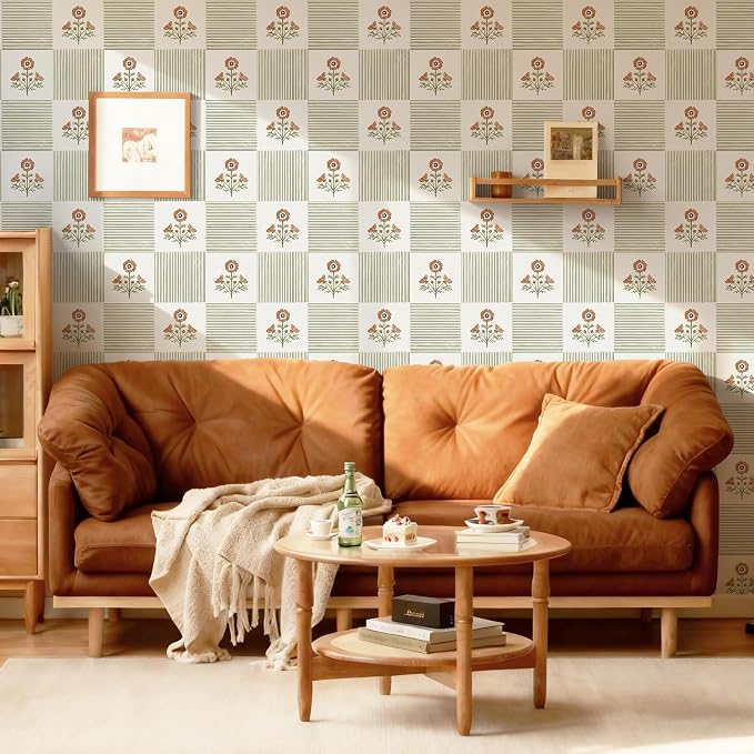 Guvana Green Floral Peel and Stick Wallpaper Boho Contact Paper Vintage Floral Self-Adhesive Removable Waterproof Wallpaper Renter Friendly 394"×17.3" for Bedroom Livingroom Hallway Cabinets Drawer - Image 6