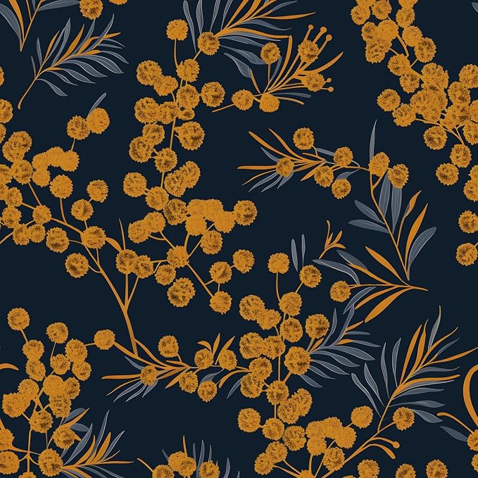 Laatse Dark Gold Floral Leaf Vintage Wallpaper Peel and Stick 17.5" × 393" | Self Adhesive/Removable/Waterproof/Thick Vinyl Contact Paper for Bathroom Bedroom Shelf Cabinet Drawer,Prepasted,Easy Peel by Laatse