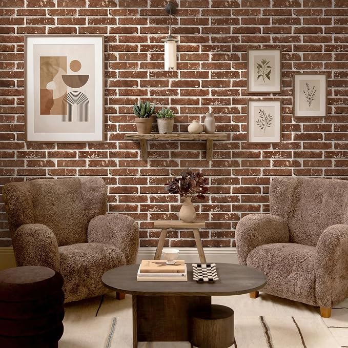 COMSTICKC 3D Faux Brick Wall Panels Peel and Stick, 10 Pcs 15.7" x 11.8" | Not Real Brick, Lightweight Thin PVC Wallpaper, Fake Brick Wall Sticker Covering for Quick DIY Wall Upgrades,Cover 12.9 sq ft - Image 2