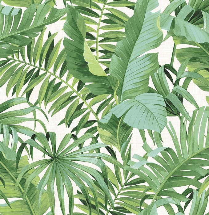 NuWallpaper Maui Peel and Stick Wallpaper, Green Tropical Leaf Removable Contact Paper for Walls, Self Adhesive Wall Covering for Bedroom Living Room Accent Wall by NuWallpaper