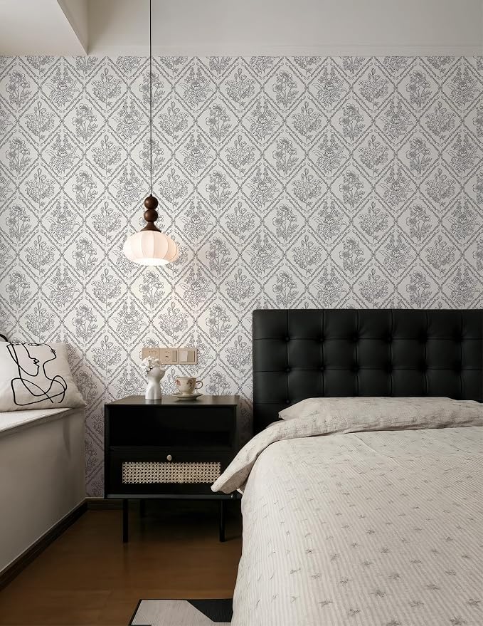 Toduso Peel and Stick Wallpaper Vintage Wall Paper Black and Cream White Contact Paper Removable Wallpaper for Kitchen Bathroom Bedroom Floral Waterproof Self Adhesive Vinyl Drawer Decor 17.3"x196.8" - Image 6