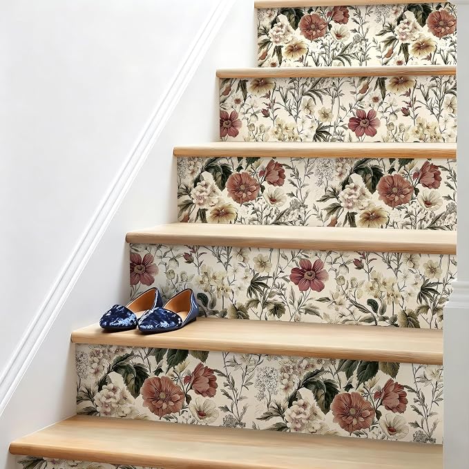 Livebor Vintage Floral Wallpaper Peel and Stick for Bathroom16.9 x 196.8" | Vintage Floral Contact Paper Flower Peel and Stick Wallpaper for Cabinets Waterproof Boho Self Adhesive Removable Decorative - Image 7