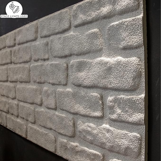Dundee Deco 3D Wall Panels Faux Brick - Cladding White Stone Look Wall Paneling, Styrofoam, Sample, Size 10 x 10 in. - Image 7