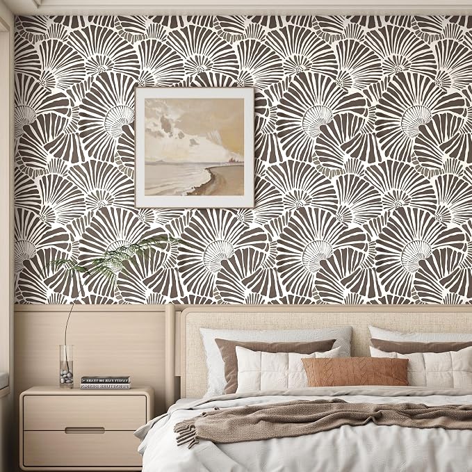 Theper White and Brown Wallpaper Peel and Stick Wallpaper Boho 17.3"×78.8" | Modern Wall Paper Removable Self Adhesive Wallpapers for Bedroom Brown Contact Paper for Cabinets Drawers Shelf Home Vinyl - Image 5