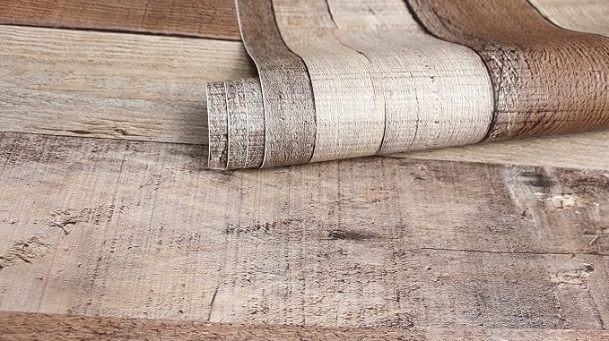 Yun-aeon Natural Wood-Cinnamon Contact Paper Peel and Stick Wallpaper | 17.3"x 120"Self Adhesive Removable Vintage Faux Wood Wall Paper Plank Shelf Home Decoration Kitchen Counter Cover - Image 9