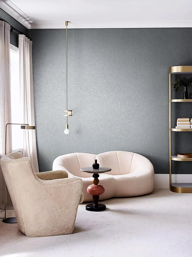 Safiyya 17.3 inch X 118 inch Peel and Stick Wallpaper Silver Grey Silk Wallpaper Textured Removable Wall Paper Self Adhesive Contact Paper for Walls Vinyl Rolls - Image 7