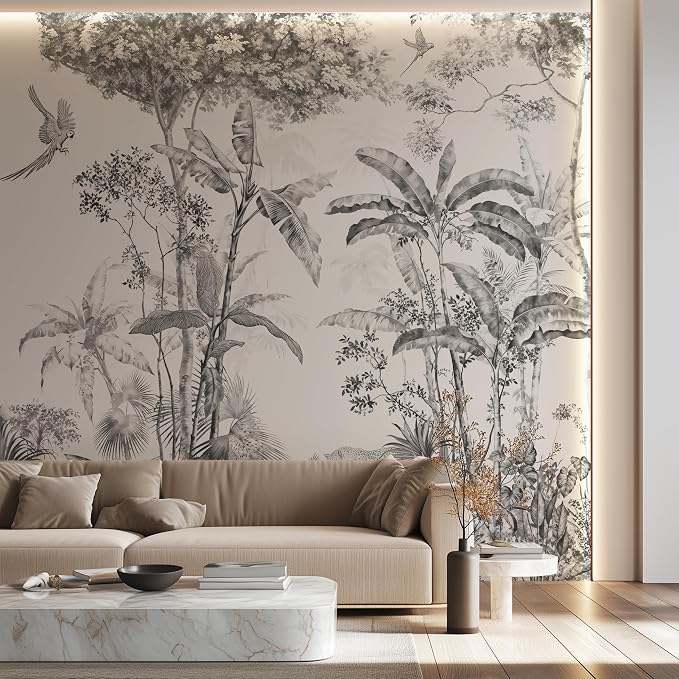 Vintage Tropical Botanical Peel and Stick Wall Mural, Canvas Wallpaper | Removable Large Wall Mural Panels for Bedroom, Living Room, Office and Accent Wall Decor, Easy to Install - Image 2