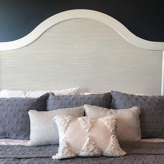 Tempaper Metallic Pearl Grey Moire Dots Removable Peel and Stick Wallpaper, 20.5 in X 16.5 ft, Made in the USA - Image 7
