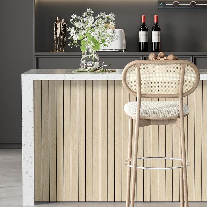 Arthome Peel and Stick Slat Wall Panels 15.7 "x400,Self-Adhesive PVC Wood Grain Wallpaper Panel,3D Thick Faux Soundproof Backsplash Accent Wall Tile for Walls & Furniture (Beige- Coverage 43.6 Sq.ft) - Image 5