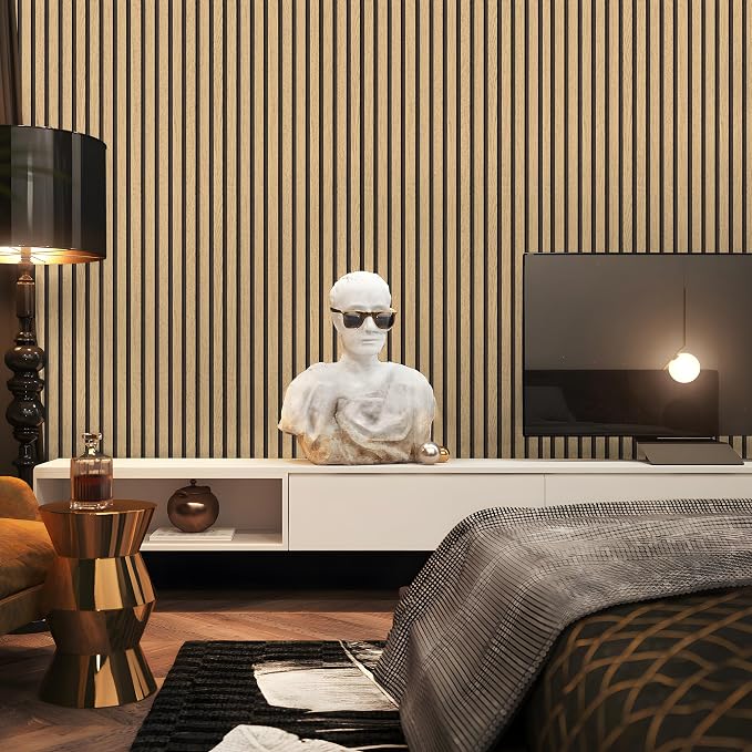 myforHD Wallpaper Peel and Stick Wood Grating Stripe Self-Adhesive Wallpaper Faux Wood Contact Paper Wood Slats Self Adhesive Wall Paper PVC Vinyl Film Removable Waterproof 17.3" x 236" - Image 7