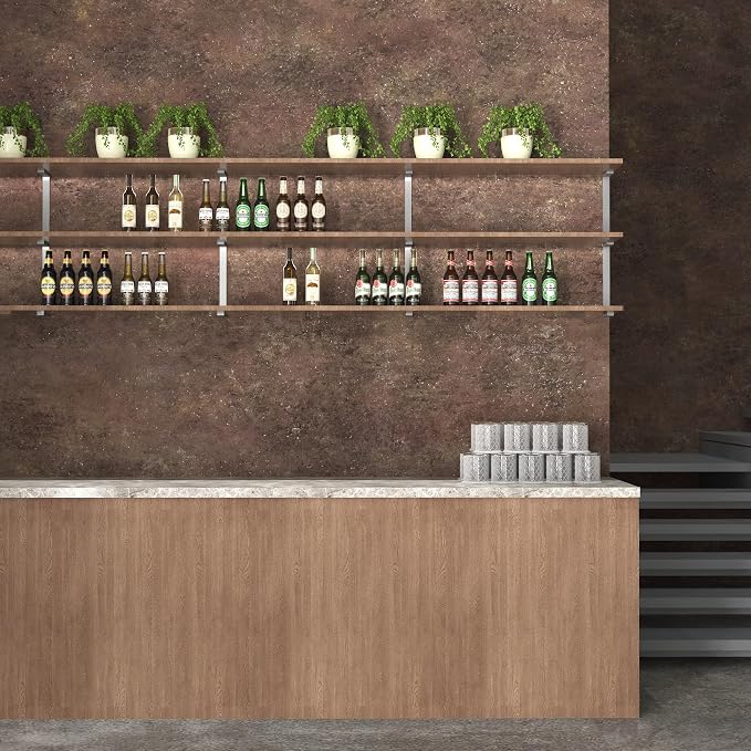 32x315inch Wide Concrete Wallpaper Peel and Stick Retro Brick Red Granite Countertop Contact Paper Brown Stone Wall Paper Matte Thicken Bubble-Free Design Waterproof Self-Adhesive Vinyl Wall Stickers - Image 6