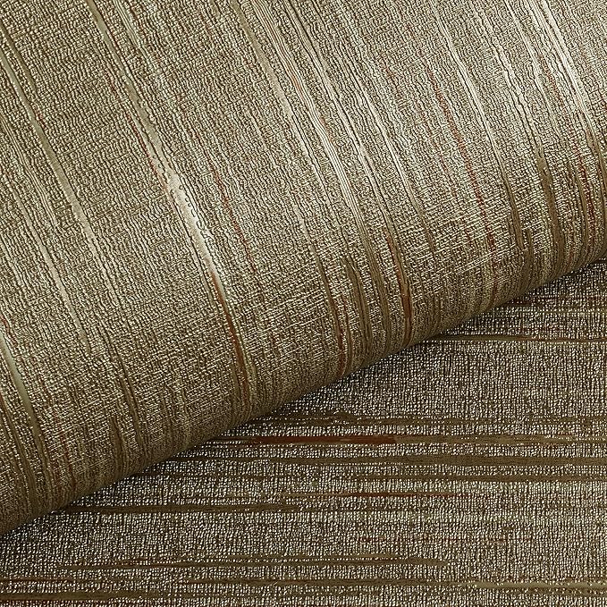 Livelynine Gold Grasscloth Peel and Stick Wallpaper Textured Accent Wall Paper for Bedroom Bathroom Living Room Renter Friendly Kitchen Vinyl Wrap for Cabinets Dark Brown Gold Contact Paper Waterproof - Image 4