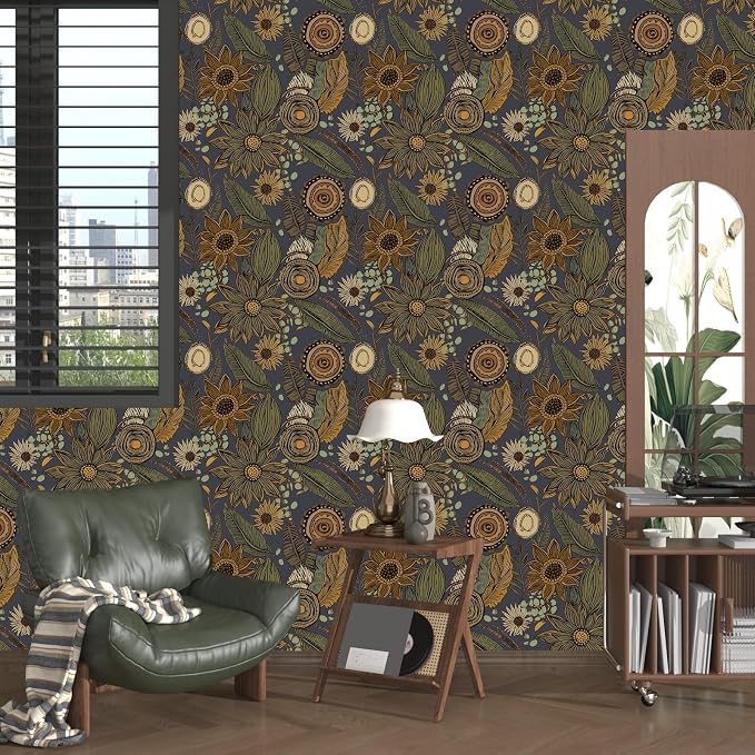 Laatse Boho Wallpaper Peel and Stick 17.5"x118", Haze Blue Contact Paper | Self Adhesive/Removable/Waterproof/Thick Vinyl Wall Paper for Bathroom Bedroom Shelf Cabinet Drawer,Prepasted,Easy Peel - Image 6