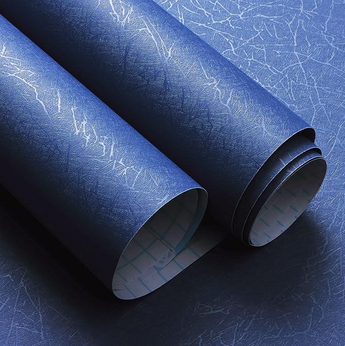 Safiyya 393"x 17.3" Wallpaper Silk Dark Blue Peel and Stick Wallpaper Dark Blue Contact Paper Self Adhesive Removable Solid Color Wall Paper for Bedroom Walls Vinyl Rolls - Image 8