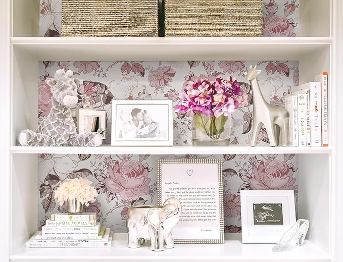 Hopepak Floral Peel and Stick Wallpaper Modern Pink Wall Paper Self Adhesive Removable Contact Paper for Girls Bedroom Cabinets Bathroom Nursery Home Decoration 16.1'' x 118'' - Image 6