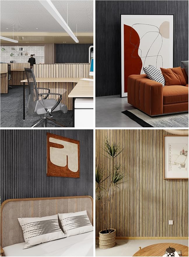 Peel and Stick Wall Panels Acoustic Wood Wall Panels Self Adhesive 3D Wall | For Interior Wall Decor 2 Packs 94.48 * 11.80in | 0.35" Depth | Ebony - Image 6