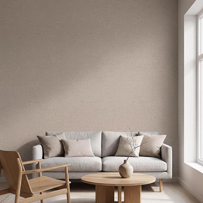 WADILE Grasscloth Peel and Stick Wallpaper 15.7in x 78.7in Gray Yellow | Textured contact paper, Faux linen, Vinyl material, Cabinets, Self adhesive - Image 3