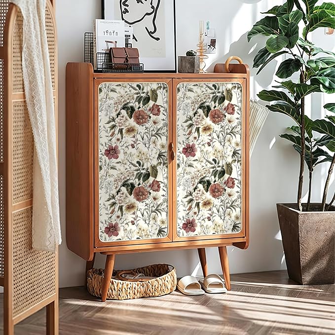 Livebor Vintage Floral Wallpaper Peel and Stick for Bathroom16.9 x 196.8" | Vintage Floral Contact Paper Flower Peel and Stick Wallpaper for Cabinets Waterproof Boho Self Adhesive Removable Decorative - Image 3