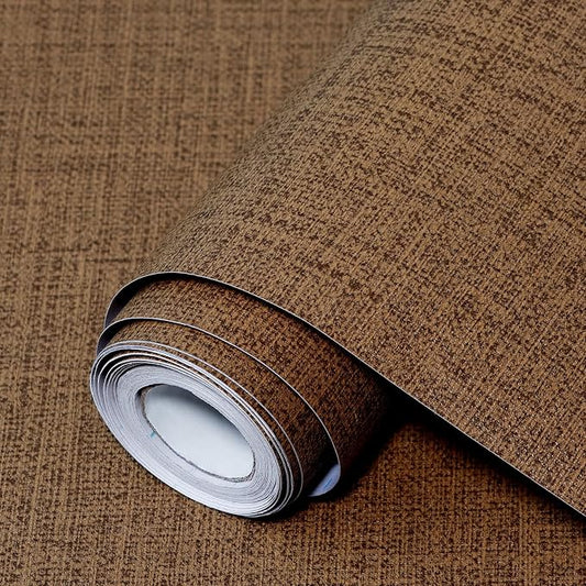 Brown Grasscloth Peel and Stick Wallpaper 17.3"x120" Faux Linen Textured Contact Paper Removable Self Adhesive Vinyl Wallpaper for Bedroom Bathroom Kitchen Cabinets by Uooar